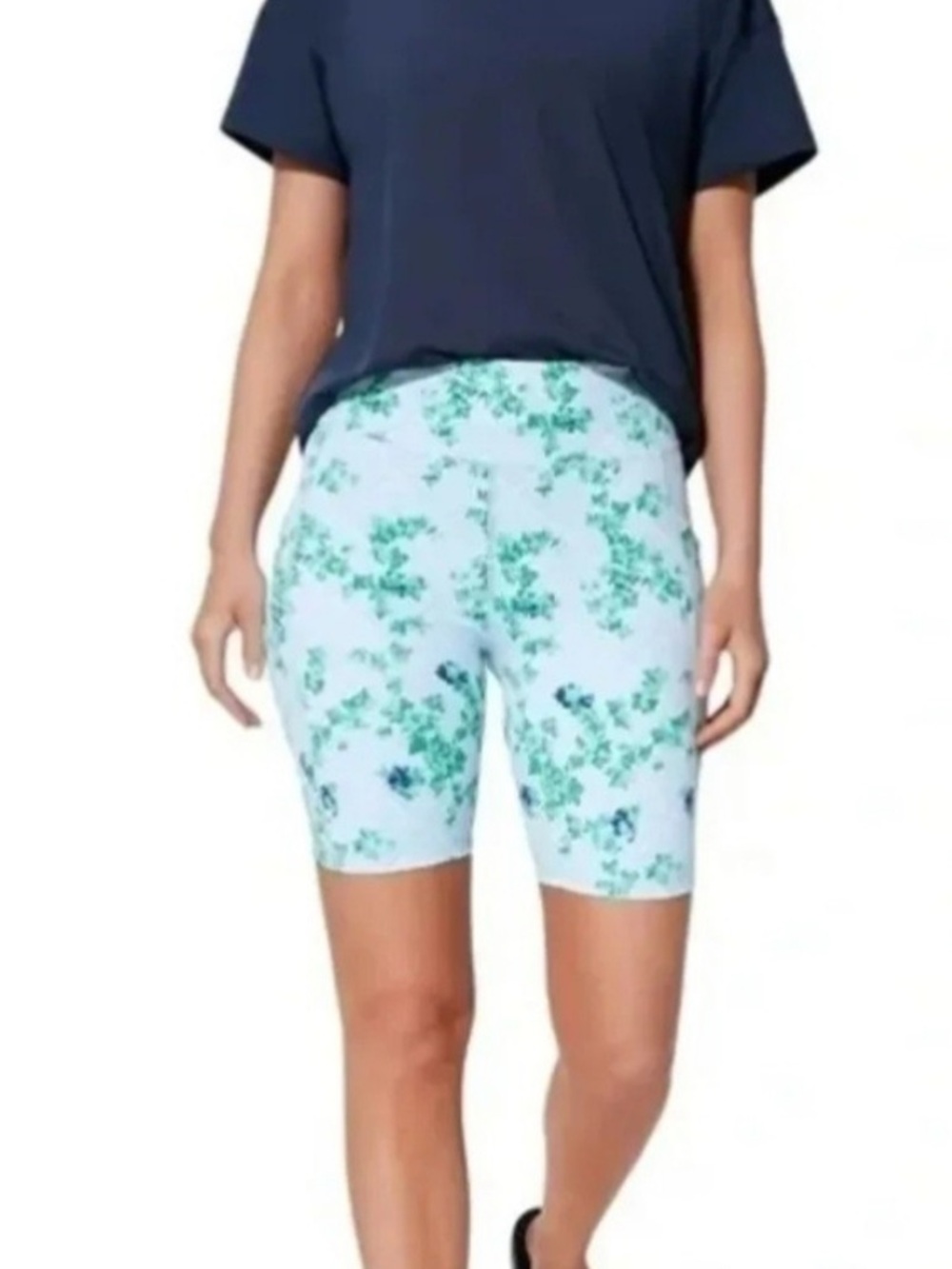 NWT Tuckernuck Ivy Trellis High Rise Biker Shorts Blue Green Size S